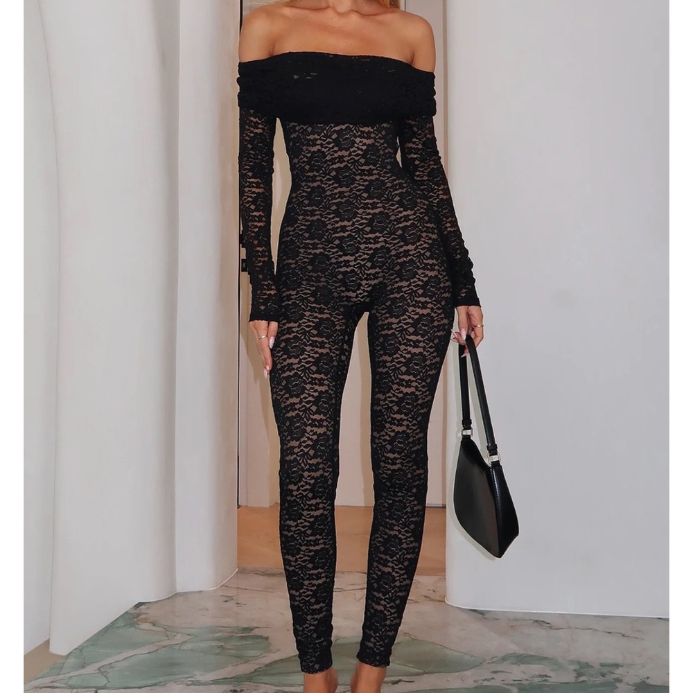 Evening Soiree Long Sleeve Jumpsuit Black